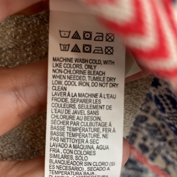 Lucky Lotus by Lucky Brand Open Front Cardigan Womens Sz Large Cream Blue Aztec - Picture 8 of 14